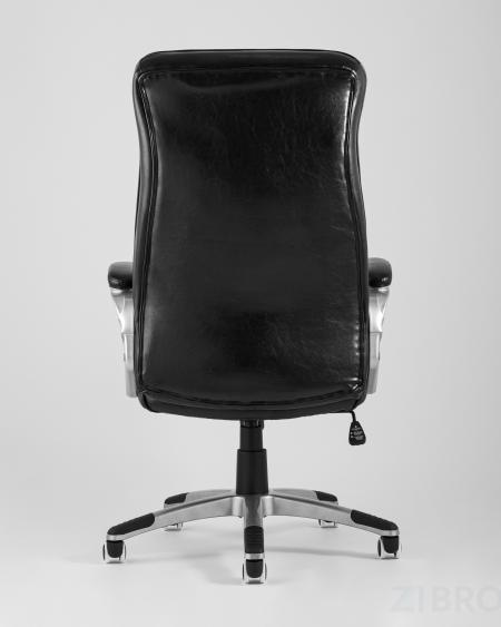 TopChairs First офисное черное в обивке из экокожи с удобным механизмом качания Top Gun