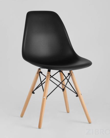 Стул Eames DSW черный пластиковый, сталь, натуральный массив бука, 4 шт.