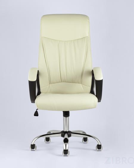 Компьютерное кресло TopChairs Tower офисное черное в обивке из экокожи, механизм качания Top Gun бежевый