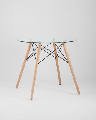 Eames стол стеклянный D80, 2 стула прозрачных