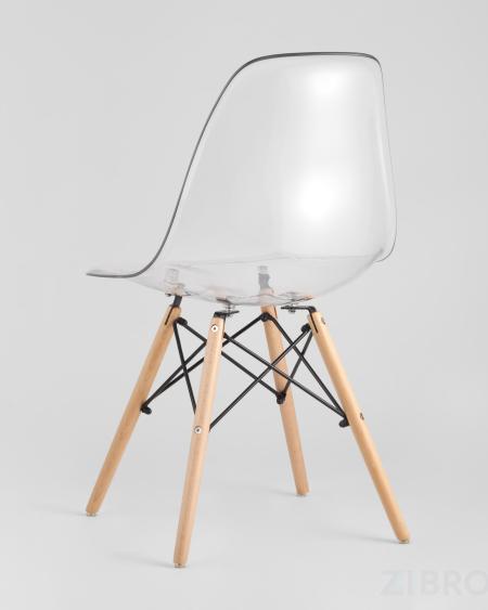 Eames стол стеклянный D80, 2 стула прозрачных