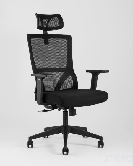 для руководителя TopChairs Local офисное черное обивка сетка ткань крестовина пластик