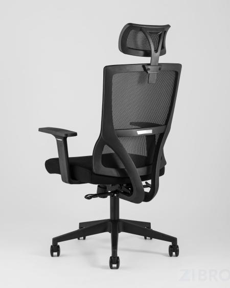 для руководителя TopChairs Local офисное черное обивка сетка ткань крестовина пластик