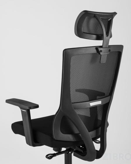 для руководителя TopChairs Local офисное черное обивка сетка ткань крестовина пластик