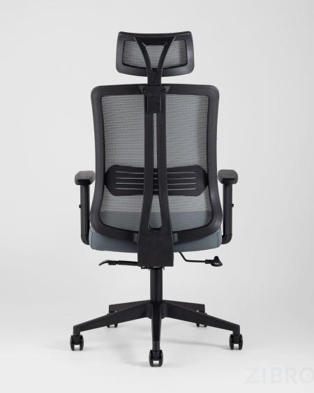 для руководителя TopChairs Post офисное серое обивка сетка ткань крестовина пластик
