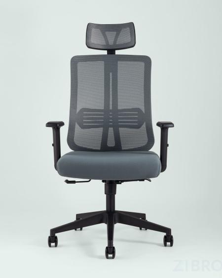 для руководителя TopChairs Post офисное серое обивка сетка ткань крестовина пластик