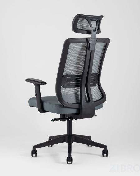 для руководителя TopChairs Post офисное серое обивка сетка ткань крестовина пластик