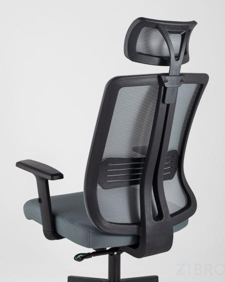для руководителя TopChairs Post офисное серое обивка сетка ткань крестовина пластик