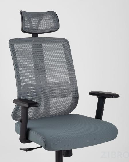 для руководителя TopChairs Post офисное серое обивка сетка ткань крестовина пластик