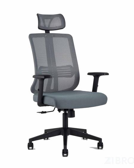 для руководителя TopChairs Post офисное серое обивка сетка ткань крестовина пластик
