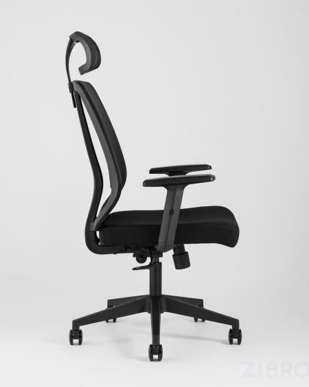 для руководителя TopChairs Post офисное черное обивка сетка ткань крестовина пластик