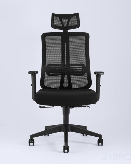 для руководителя TopChairs Post офисное черное обивка сетка ткань крестовина пластик