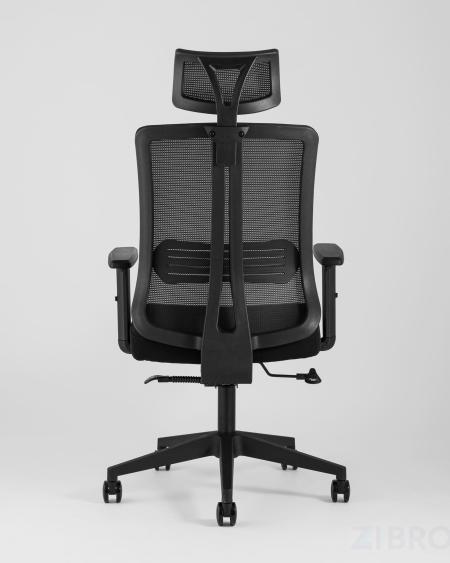 для руководителя TopChairs Post офисное черное обивка сетка ткань крестовина пластик