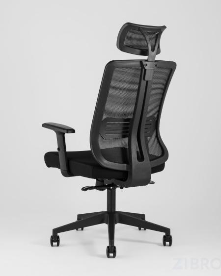 для руководителя TopChairs Post офисное черное обивка сетка ткань крестовина пластик