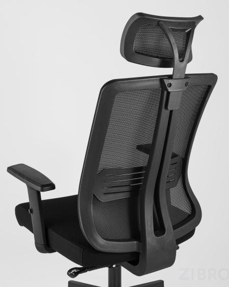 для руководителя TopChairs Post офисное черное обивка сетка ткань крестовина пластик
