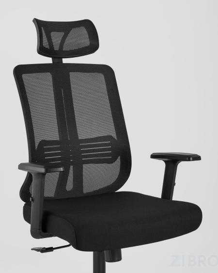 для руководителя TopChairs Post офисное черное обивка сетка ткань крестовина пластик