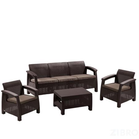 Комплект мебели с диваном Yalta M6172 Brown (имитацией ротанга)