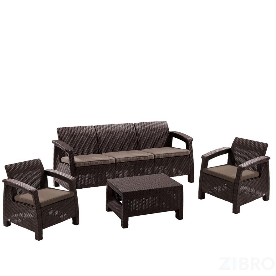 Комплект мебели с диваном Yalta M6172 Brown (имитацией ротанга)