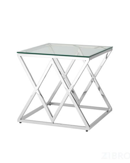 журнальный 55*55 ИНСИГНИЯ серебро, каркас нержавеющая сталь