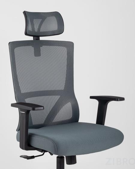 для руководителя TopChairs Local офисное серое обивка сетка ткань крестовина пластик