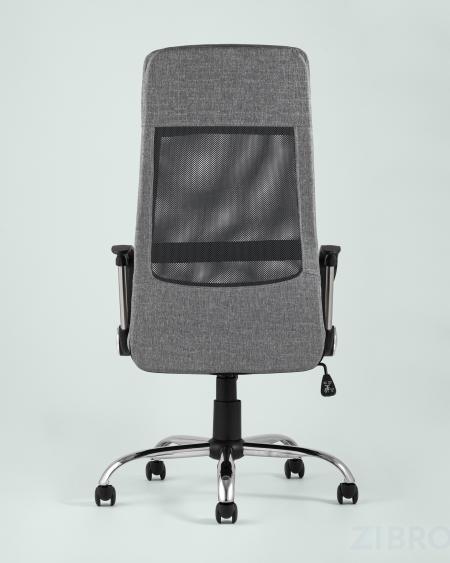 Компьютерное кресло TopChairs Bonus офисное серое в обивке из текстиля и сетки, механизм качания Top Gun пятилучье