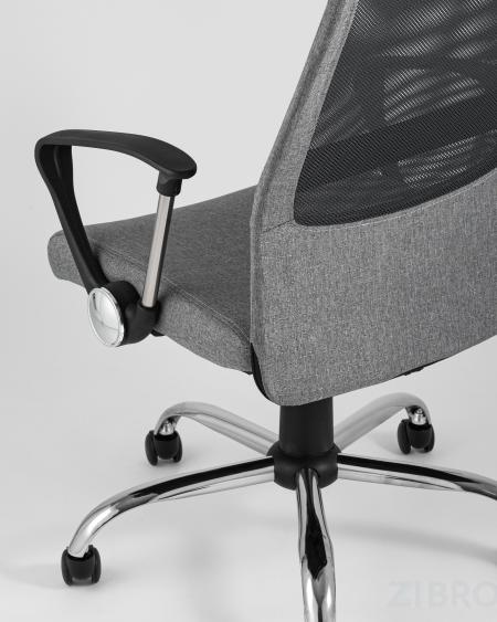 Компьютерное кресло TopChairs Bonus офисное серое в обивке из текстиля и сетки, механизм качания Top Gun пятилучье