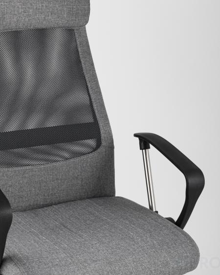 Компьютерное кресло TopChairs Bonus офисное серое в обивке из текстиля и сетки, механизм качания Top Gun пятилучье