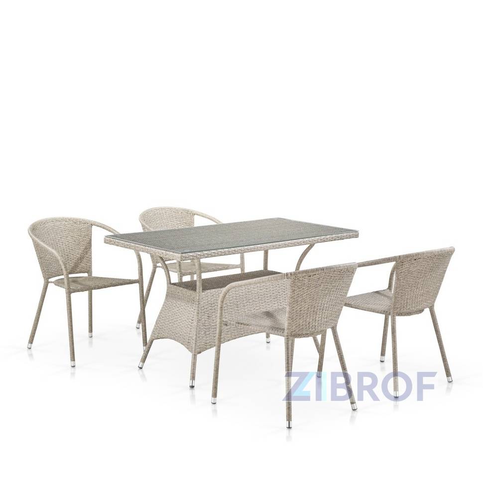 Комплект плетеной мебели T198D/Y137C-W85 Latte (4+1)