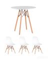 стол Eames D70, 3 стула Eames DSW белые