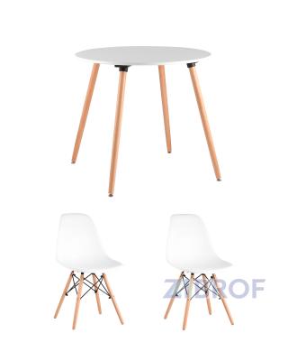 Oslo, диаметр стола 80 см, 2 стула Eames DSW белые
