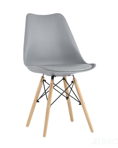 Стул Eames Soft серый обеденный сиденье экокожа ножки из массива бука