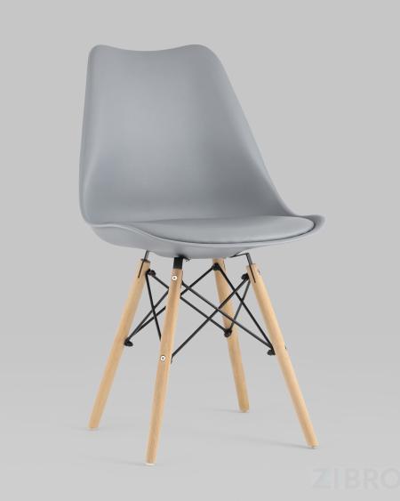 Стул Eames Soft серый обеденный сиденье экокожа ножки из массива бука
