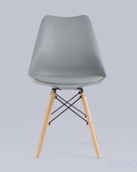 Стул Eames Soft серый обеденный сиденье экокожа ножки из массива бука