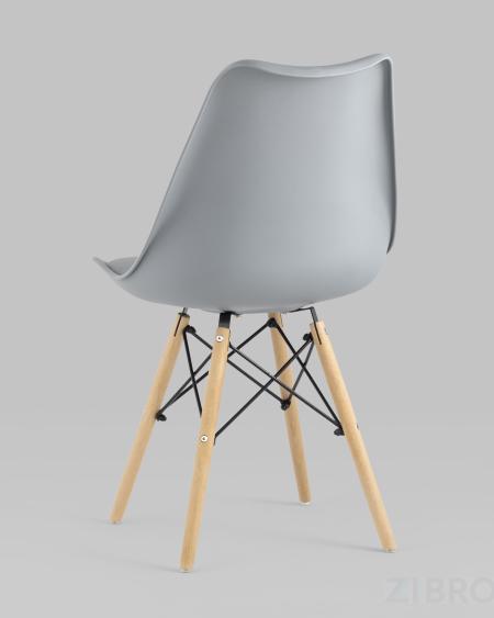 Стул Eames Soft серый обеденный сиденье экокожа ножки из массива бука