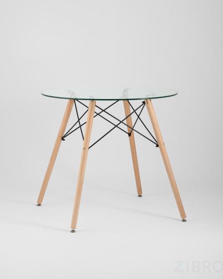 Eames стол стеклянный D80, 2 стула Eames DAW черные