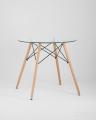 Eames стол стеклянный D80, 2 стула Eames DAW черные
