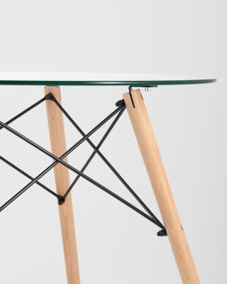 Eames стол стеклянный D80, 2 стула Eames DAW черные