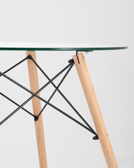 Eames стол стеклянный D80, 2 стула Eames DAW черные
