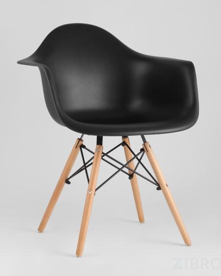 Eames стол стеклянный D80, 2 стула Eames DAW черные