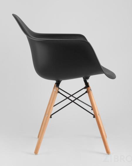 Eames стол стеклянный D80, 2 стула Eames DAW черные