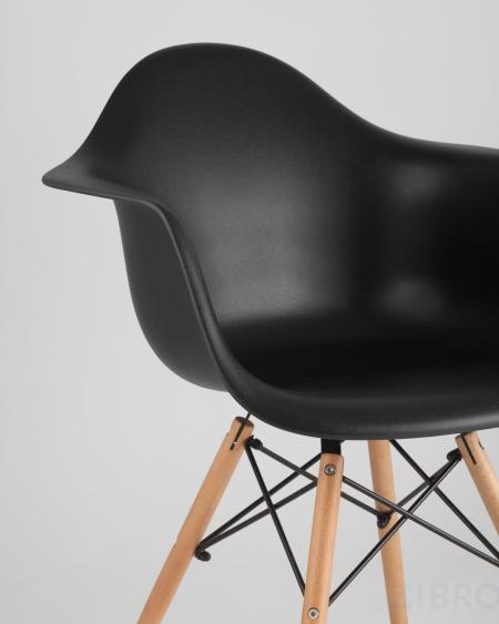 Eames стол стеклянный D80, 2 стула Eames DAW черные
