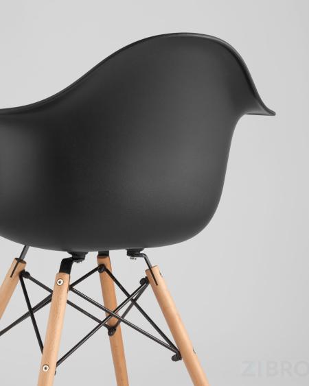 Eames стол стеклянный D80, 2 стула Eames DAW черные