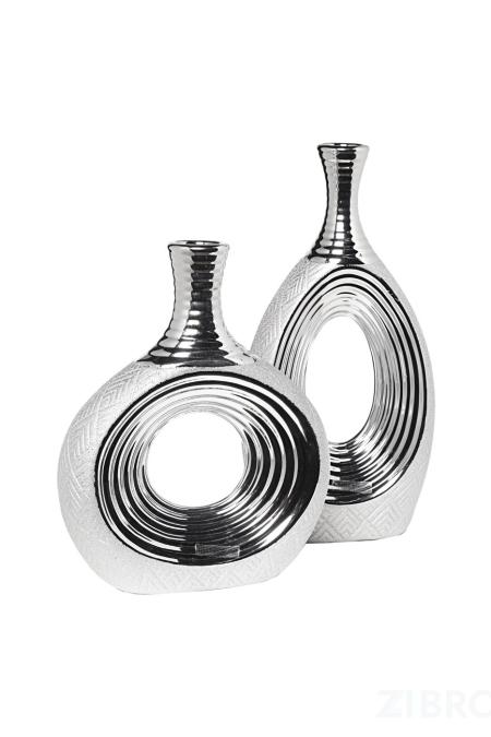 18H2408-19 Ваза серебристая 19*8*39см