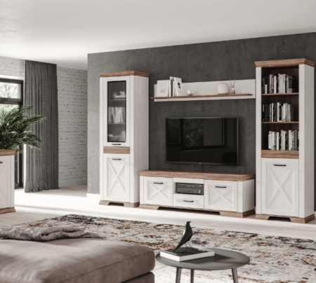 Стеллаж комбинированный Marselle REG1DL дуб сонома темный, ясень снежный BRW_70004457
