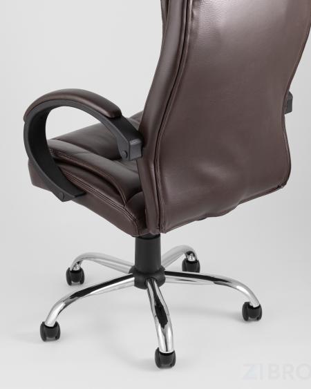 Компьютерное кресло TopChairs Atlant офисное коричневое обивка экокожа, механизм качания Top Gun коричневый