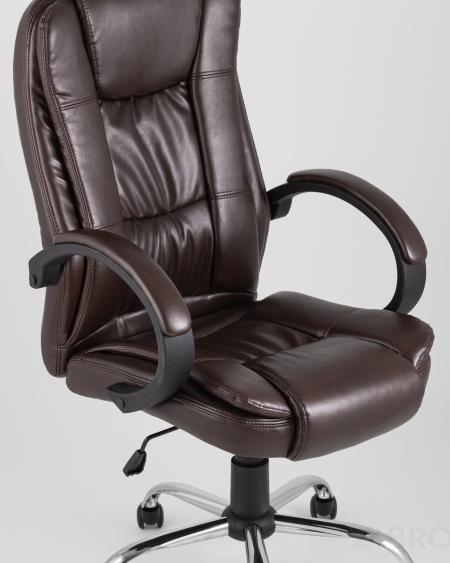 Компьютерное кресло TopChairs Atlant офисное коричневое обивка экокожа, механизм качания Top Gun коричневый
