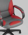 Компьютерное кресло игровое Кронос экокожа серый/красный крестовина пластик