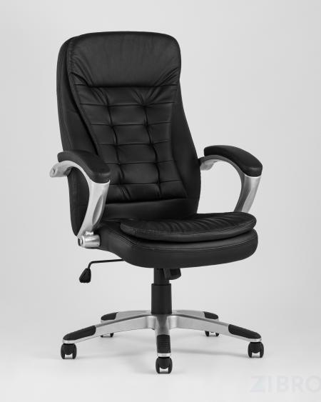 Компьютерное кресло TopChairs Control офисное черное обивка экокожа, механизм качания Top Gun