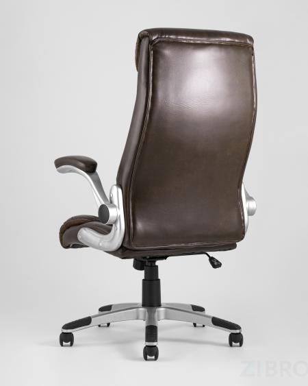 Компьютерное кресло TopChairs Force офисное коричневое в обивке из экокожи и сетки, механизм качания Top Gun