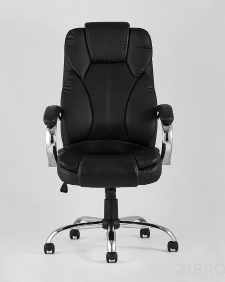 TopChairs President офисное черное в обивке из экокожи, механизм качания и регулировки Top Gun